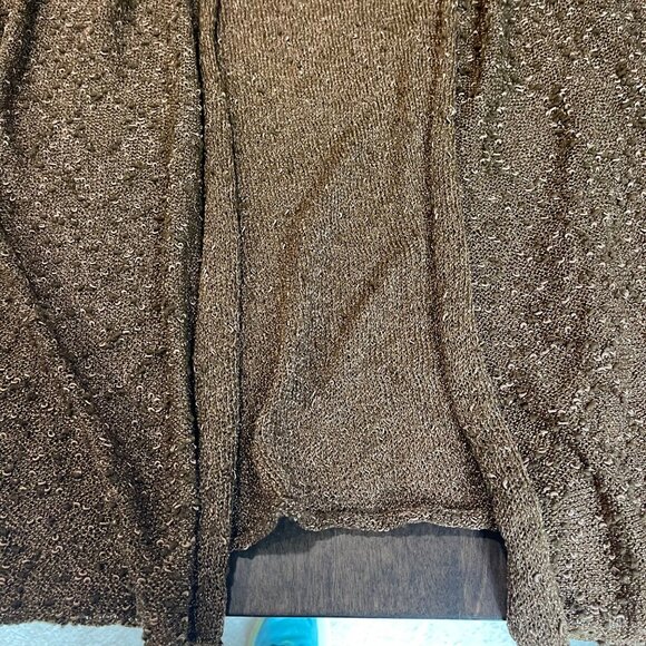 Chico's Open Front Cardigan Women's Size 0 (US Small) Golden Brown Open Knit - Picture 6 of 11